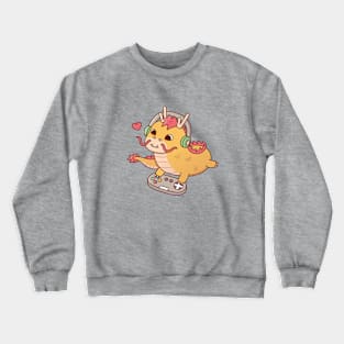 Cute Dragon Playing Video Games on Game Controller Crewneck Sweatshirt